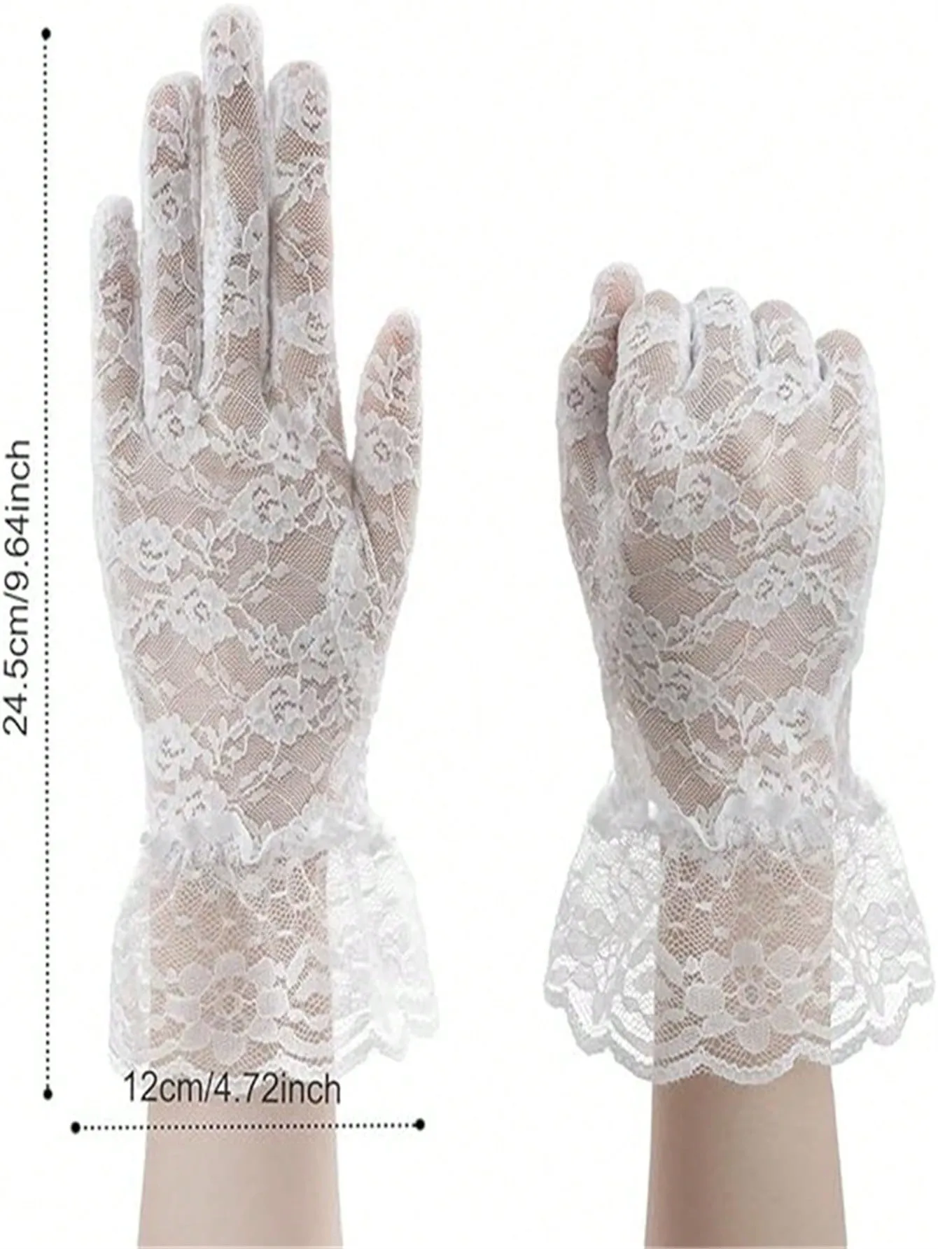 1 Pair Of White Lace Gloves For Women, Suitable For Parties, Weddings, Operas, Tea Parties.