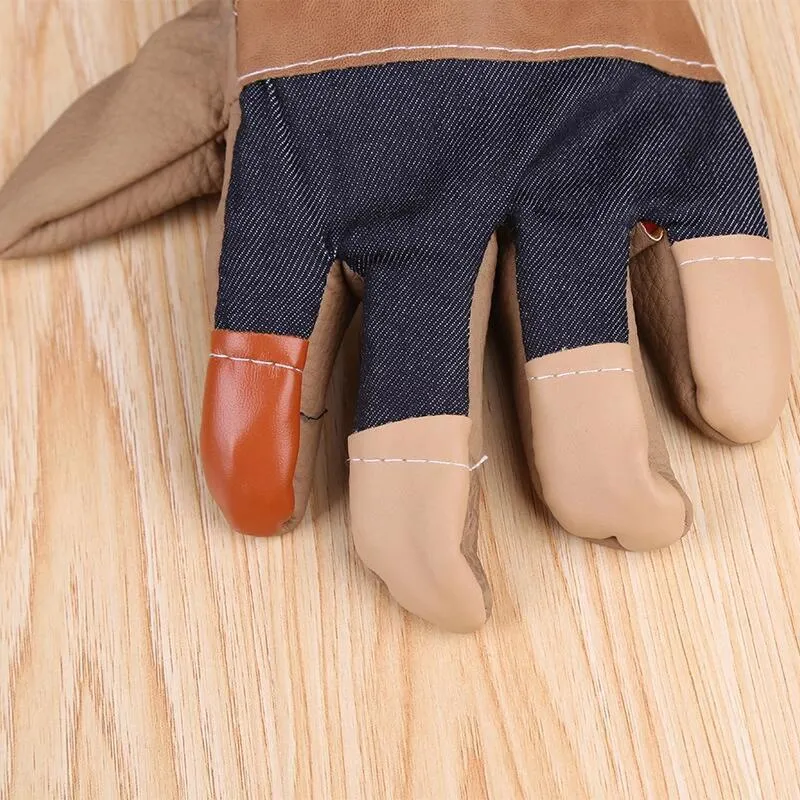 10 Pairs Welding Gloves Thickened Wear Resistant Short Half Leather Protective Carrying Canvas Welding Labor Protection Gloves Xl