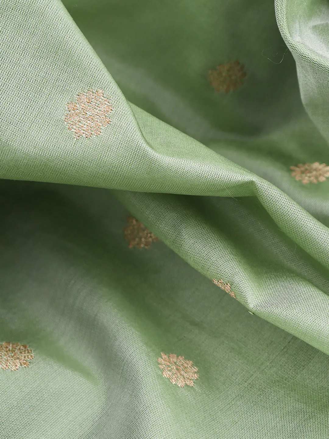 100% Pure Silk Shirt Fabric Pista Green