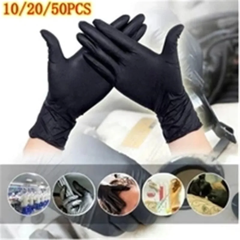 100PCS Disposable Gloves Non Latex Non Vinyl Nitrile Disposable Ultra-thin Gloves black Grade for hygiene areas Size S M L XL