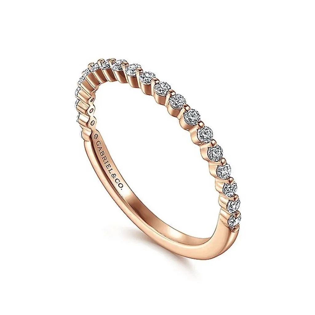 14K Rose Gold Single Prong Diamond Half Anniversary Band