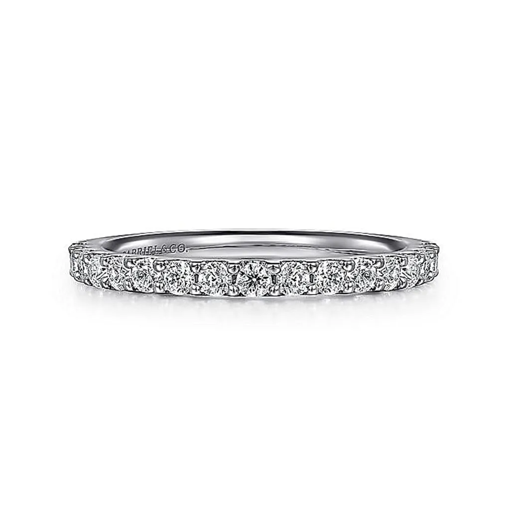 14K White Gold Shared Prong Diamond Wedding Band