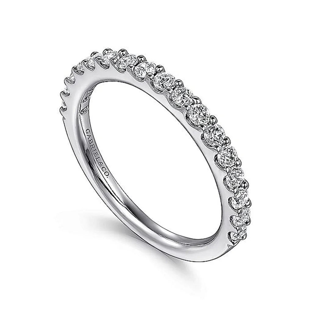 14K White Gold Shared Prong Diamond Wedding Band