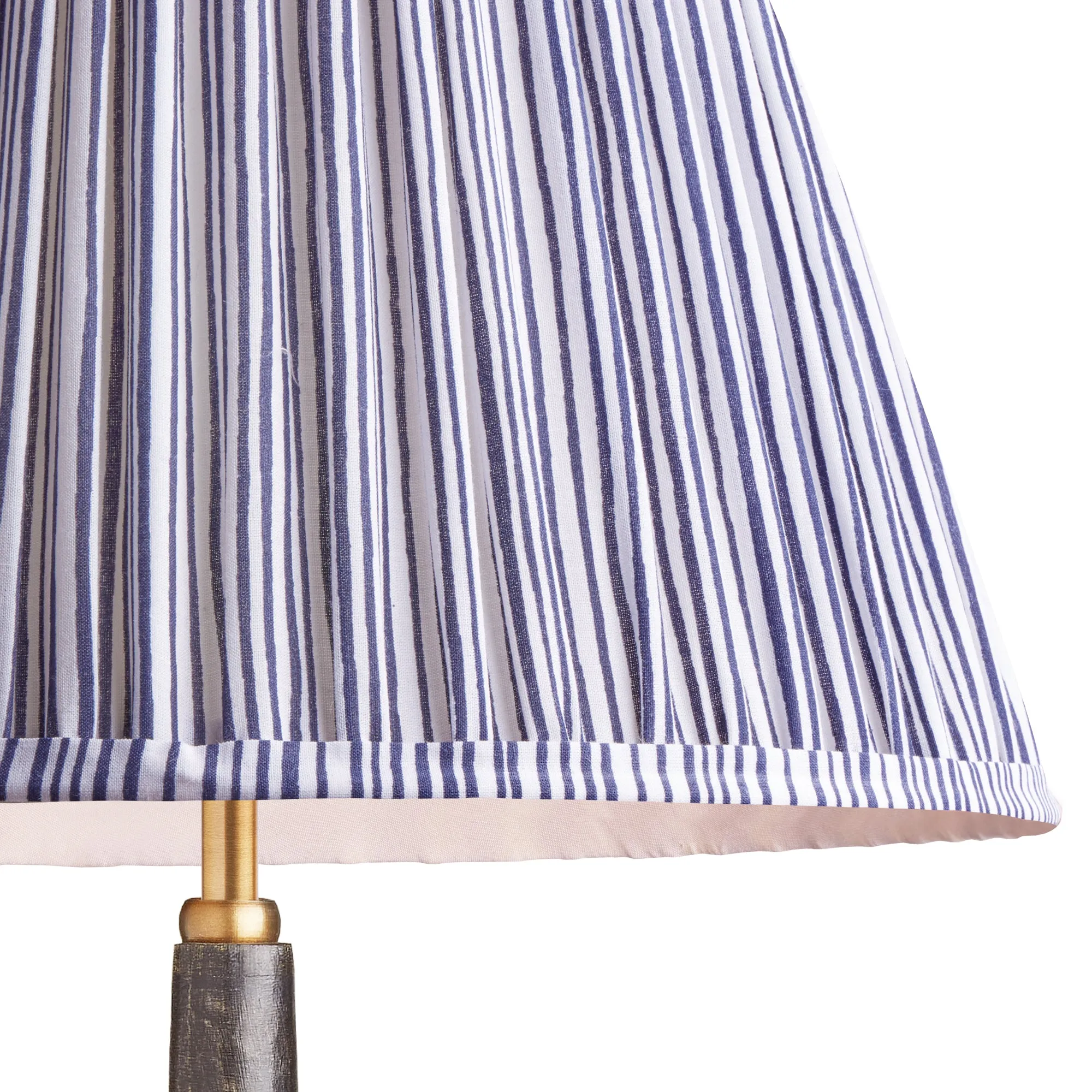 16cm empire shade in navy candy stripe block printed cotton