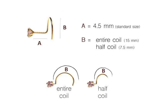 18ct Yellow Gold Wire Coil Back Nose Stud set with Cubic Zirconia in a Flower Design (4.5mm - 6mm) NIP-4-080