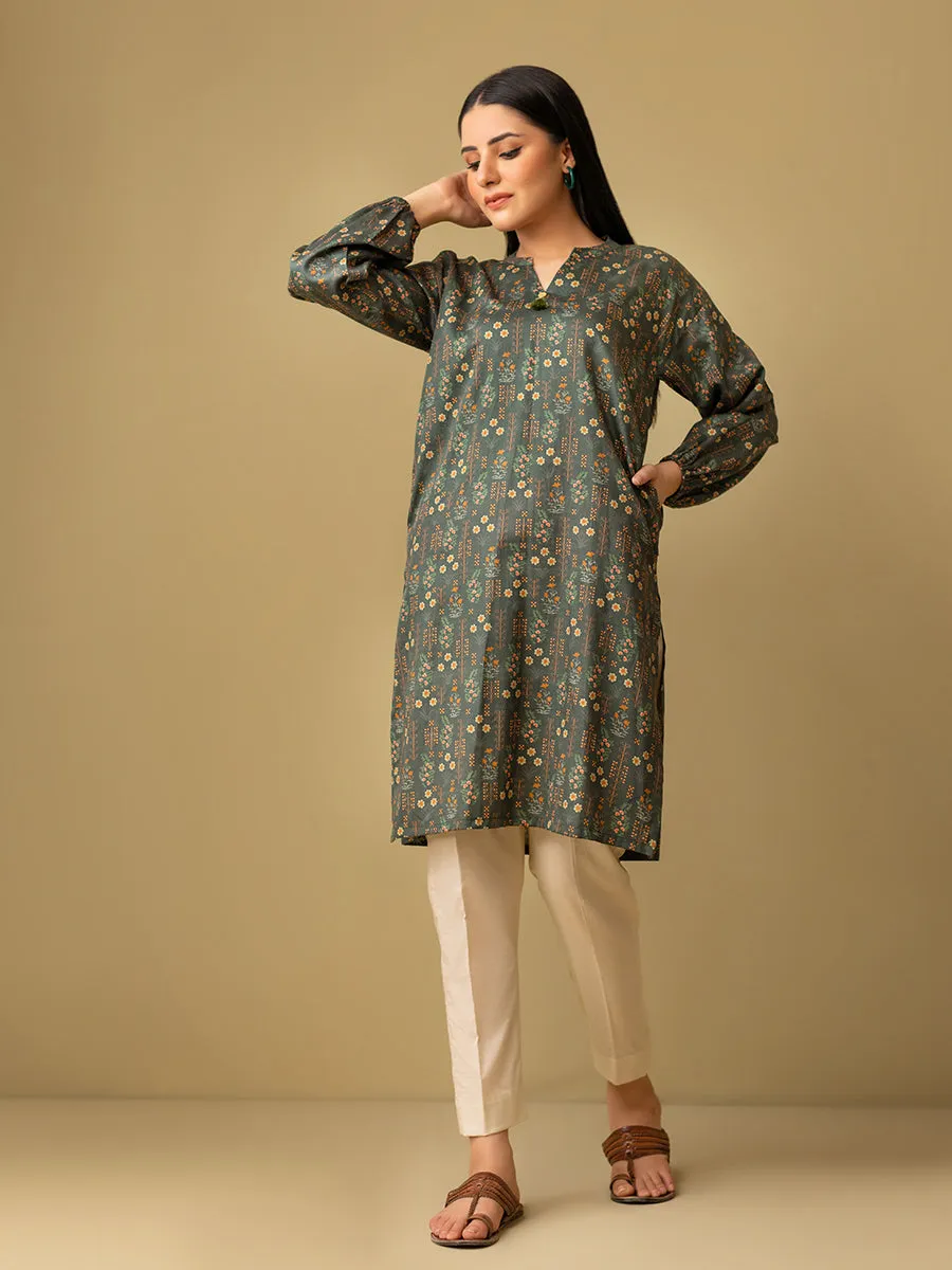 1pc - Stitched Basic Printed Cotton Silk Shirt