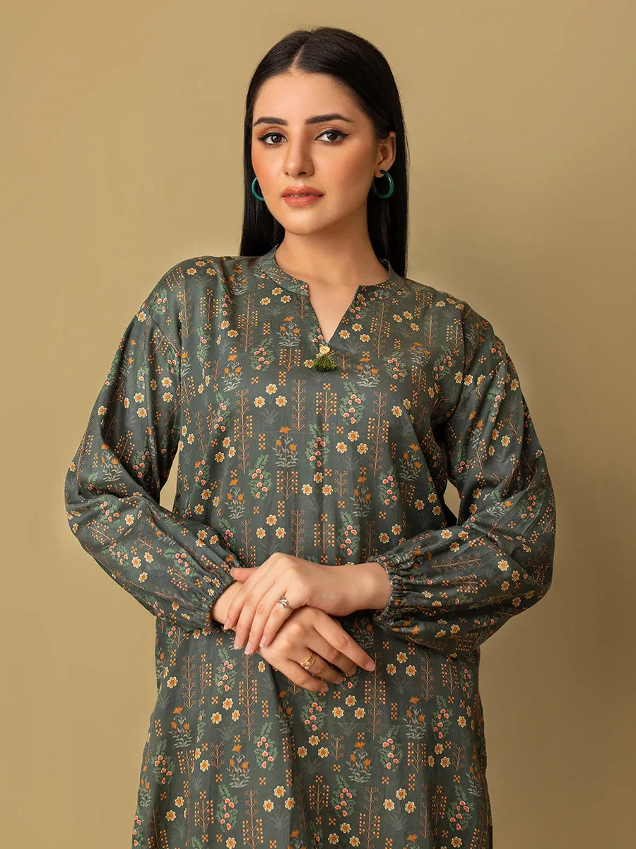 1pc - Stitched Basic Printed Cotton Silk Shirt