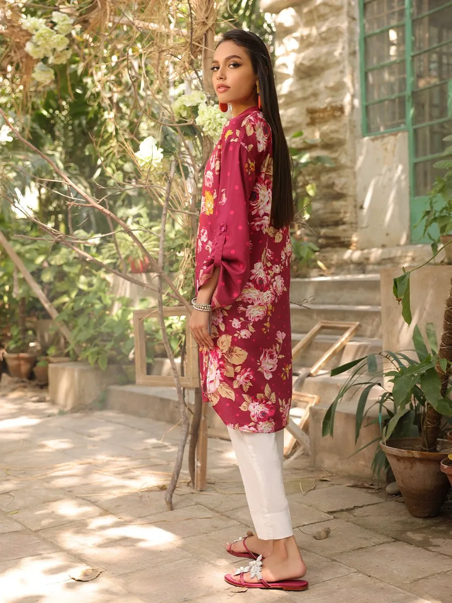 1pc - Stitched Basic Printed Cotton Silk Shirt