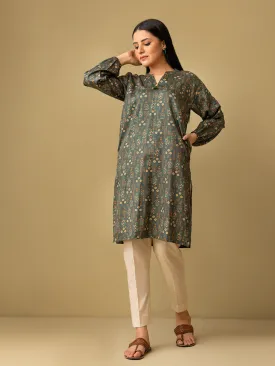 1pc - Stitched Basic Printed Cotton Silk Shirt