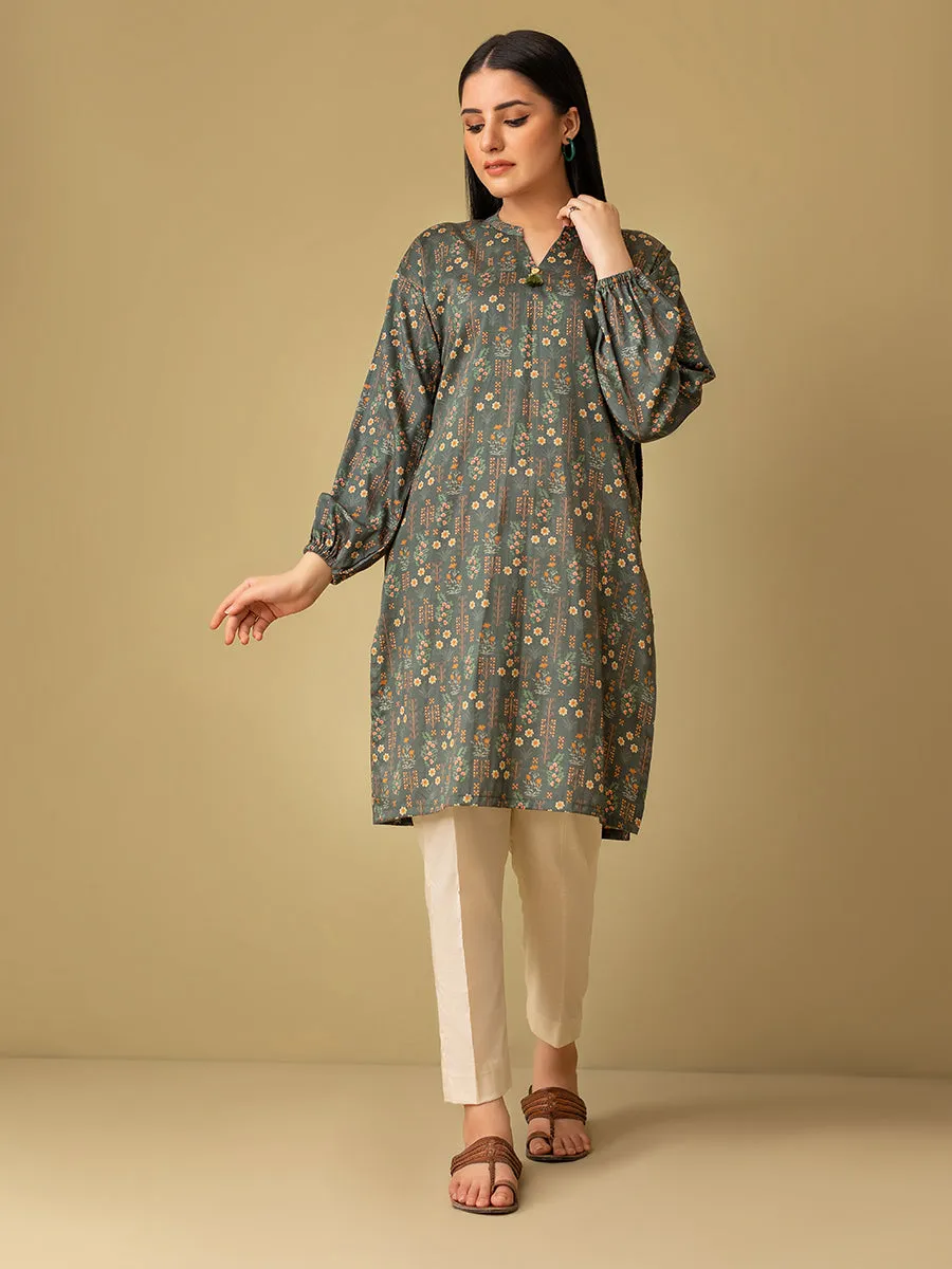 1pc - Stitched Basic Printed Cotton Silk Shirt