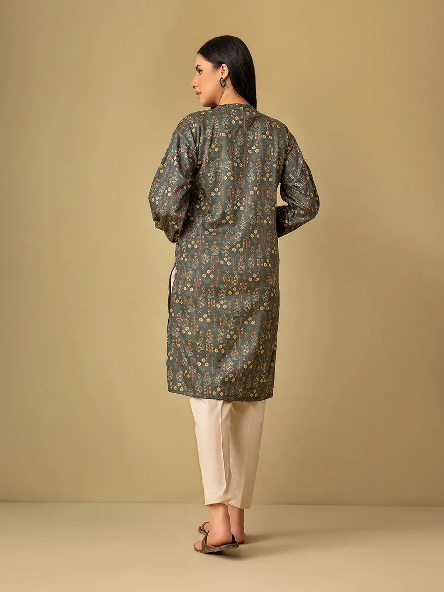 1pc - Stitched Basic Printed Cotton Silk Shirt