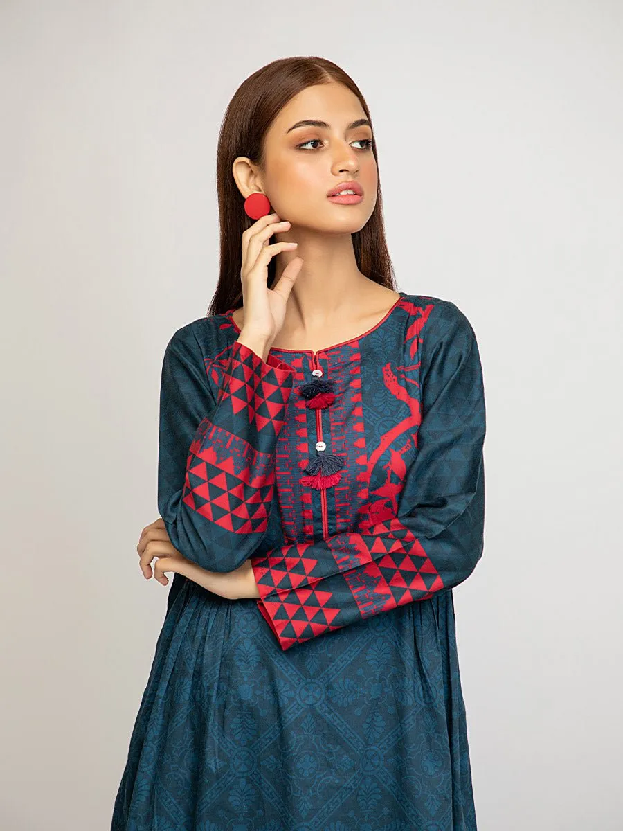 1pc - Stitched Cotton Silk Digital Printed Shirt