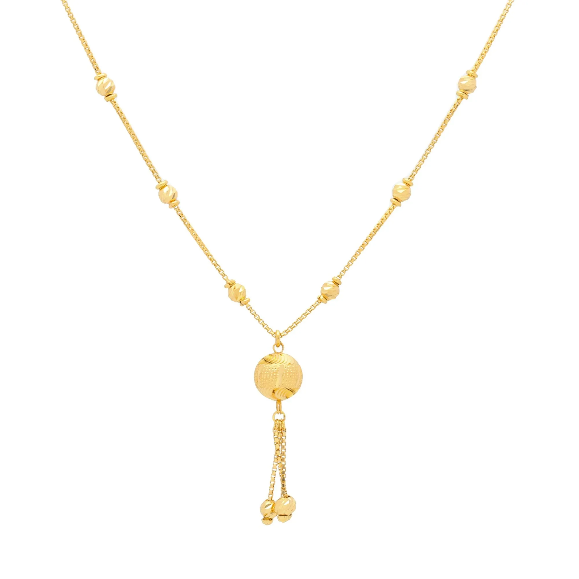 22K Gold Chain W/ Accented balls - Length : 21 inches