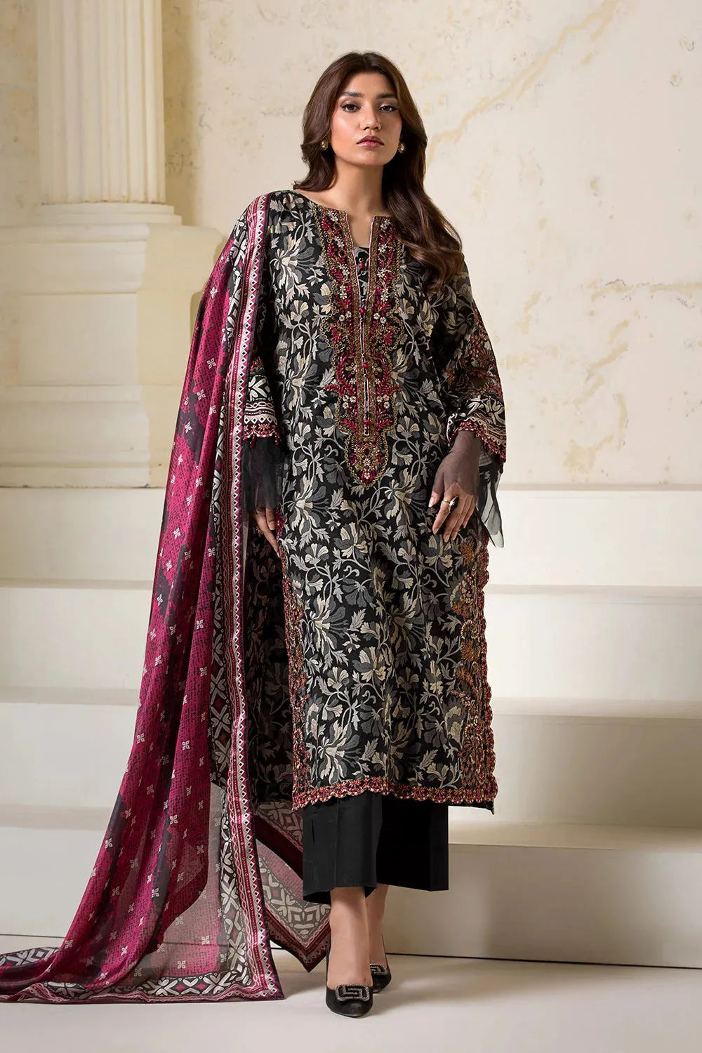 3PC Embroidered Unstitched Lawn Suit KSE-2725