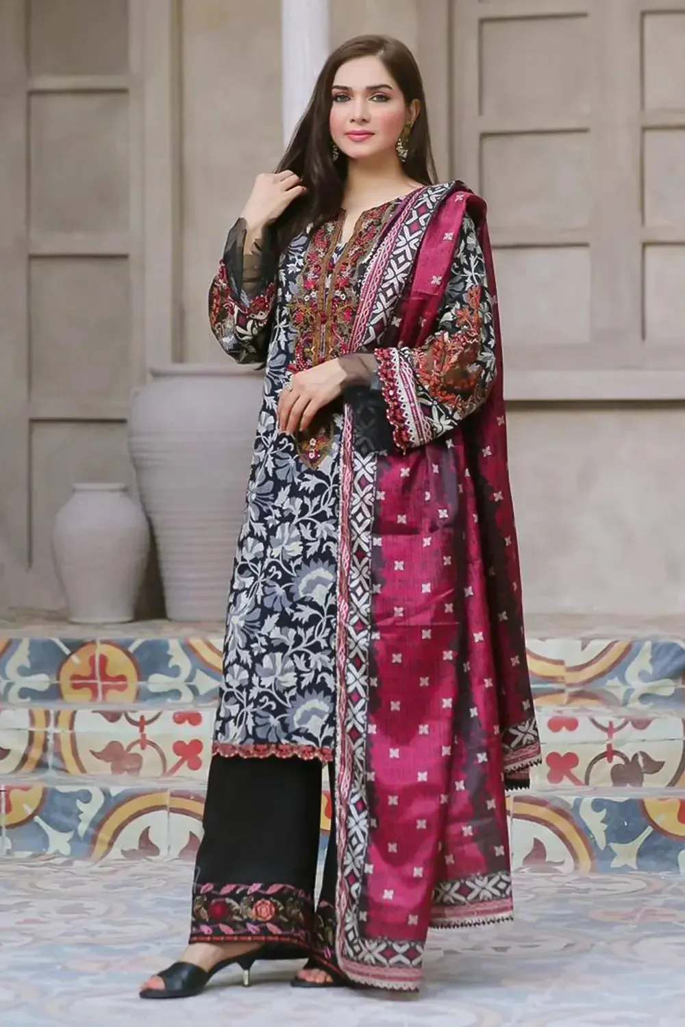 3PC Embroidered Unstitched Lawn Suit KSE-2725