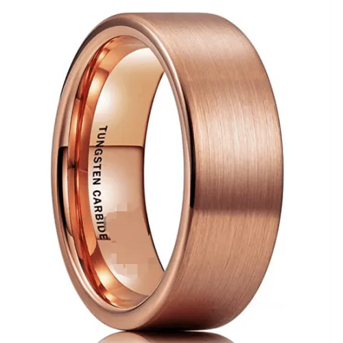 8mm Rose Gold Plated Satin Finished Tungsten Wedding Band