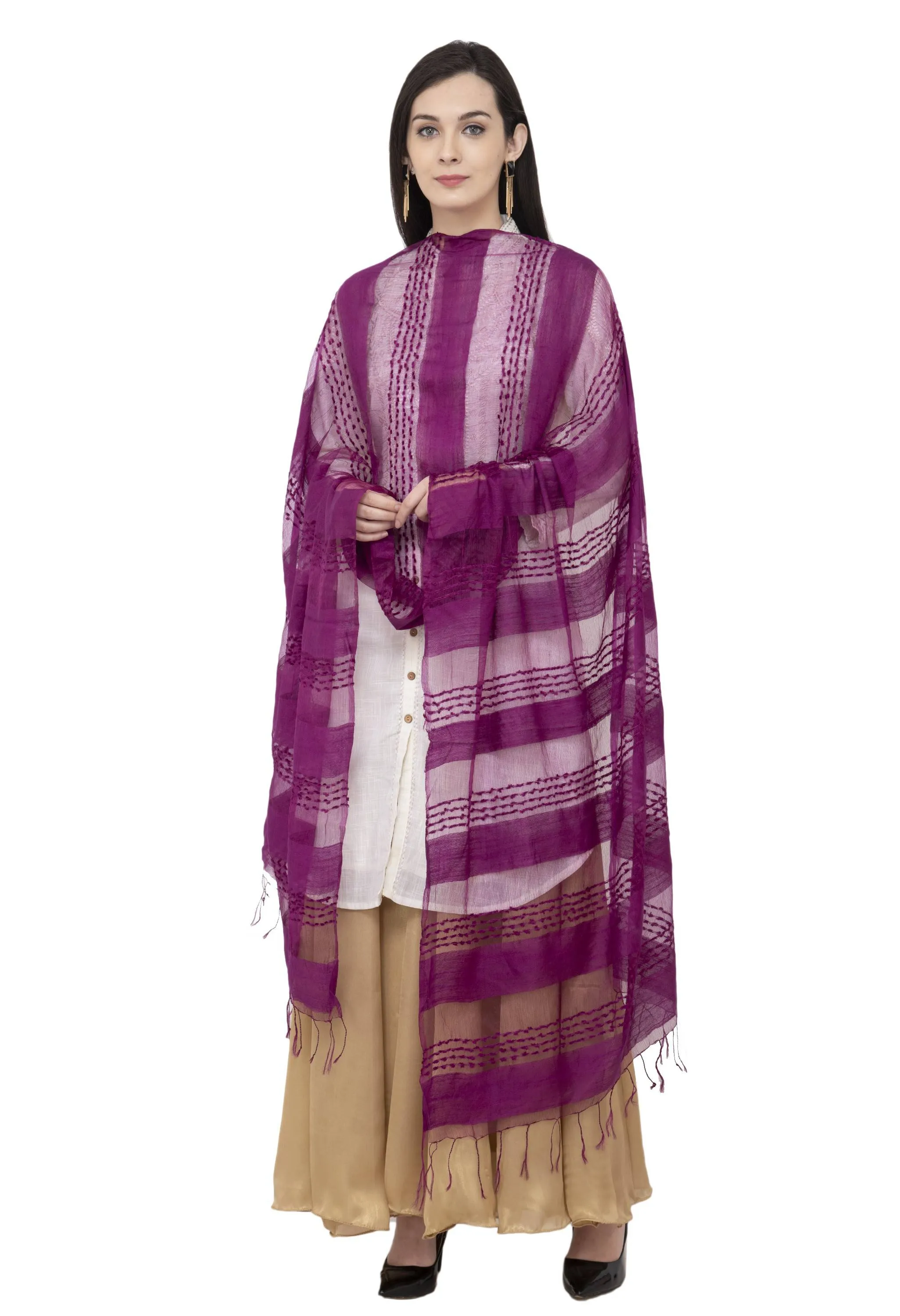 A R SILK Payal Plan Regular Dupatta Purple Color Dupatta or Chunni