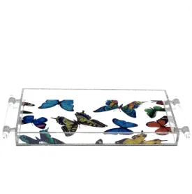 Acrylic Multi Butterflies Tray with Handle