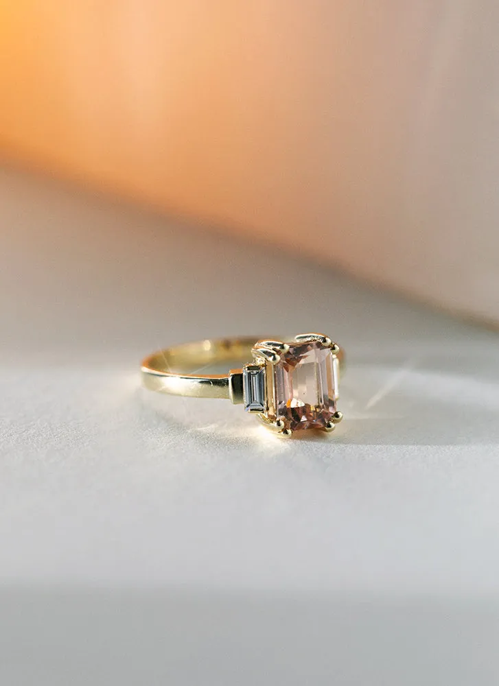 Alfie diamond morganite ring 14k gold