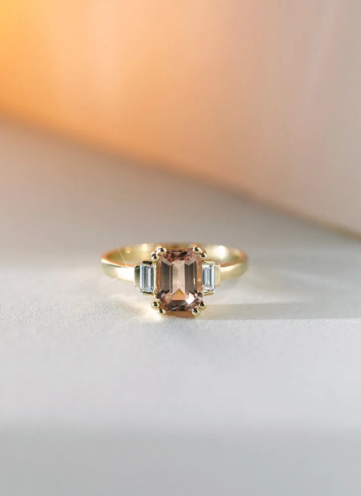 Alfie diamond morganite ring 14k gold