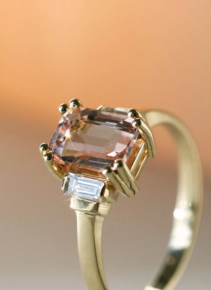 Alfie diamond morganite ring 14k gold