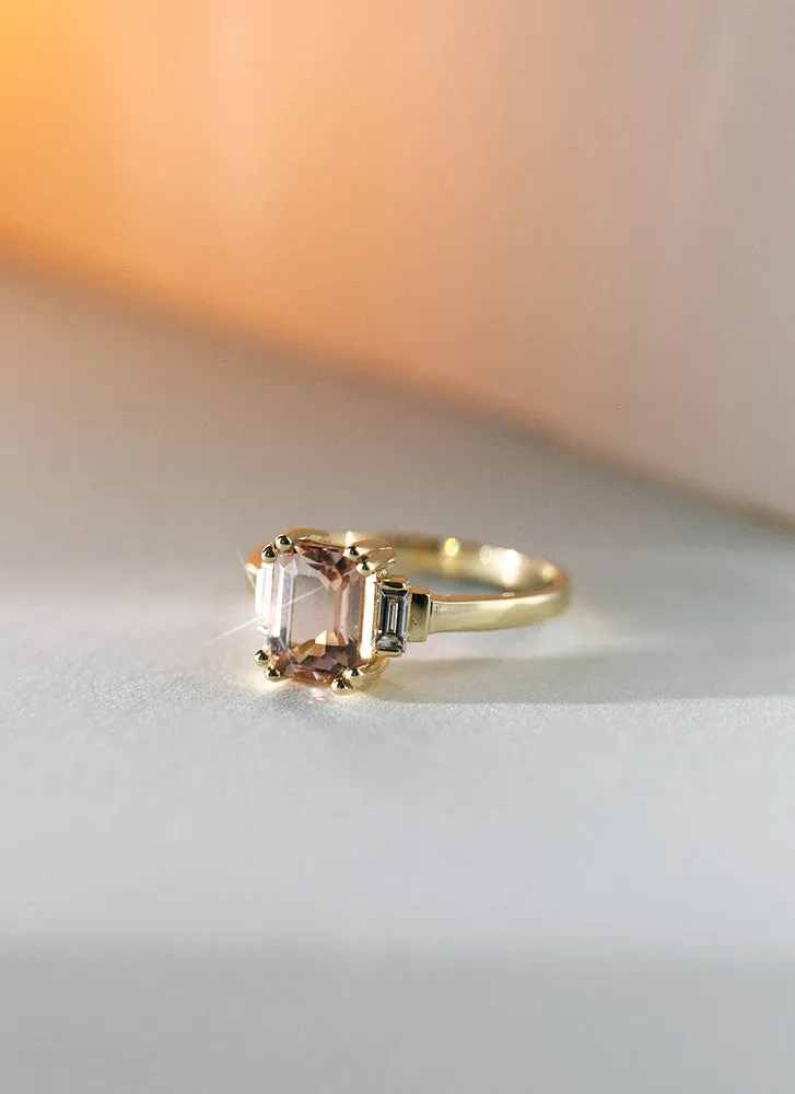 Alfie diamond morganite ring 14k gold