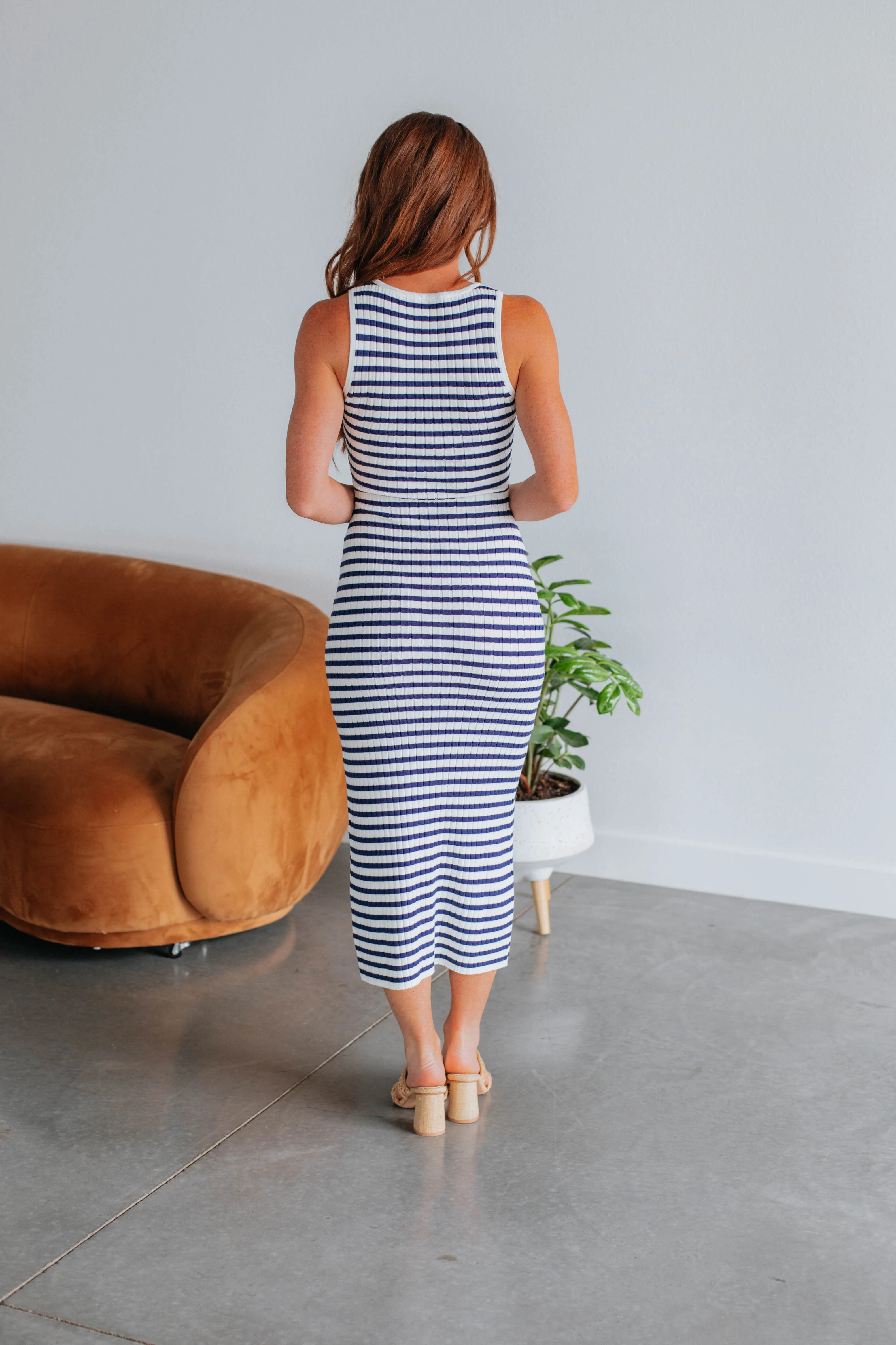 Alyson Striped Dress - Navy