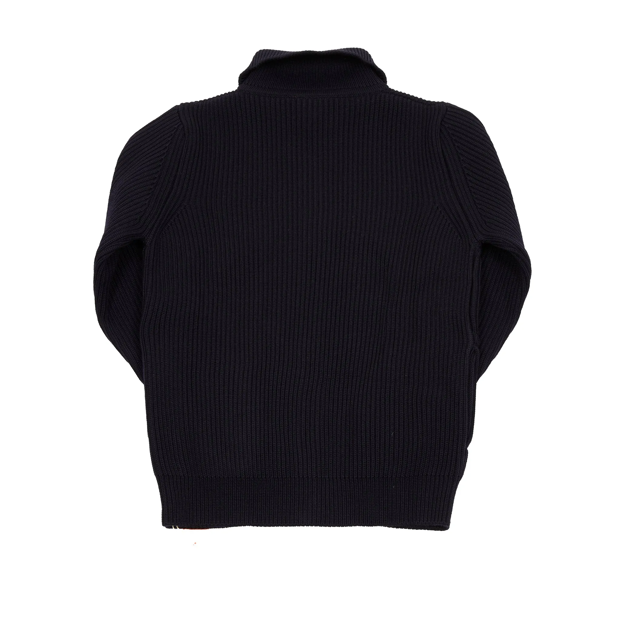 Andersen-Andersen Navy Full-Zip Pockets Sweater in Navy Blue