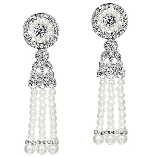 Années 20 Boucles d'Oreilles Strass Art Nouveau