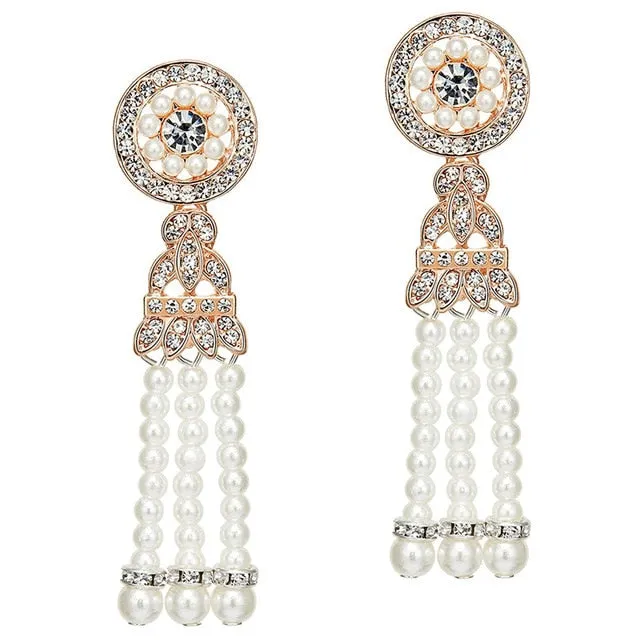 Années 20 Boucles d'Oreilles Strass Art Nouveau