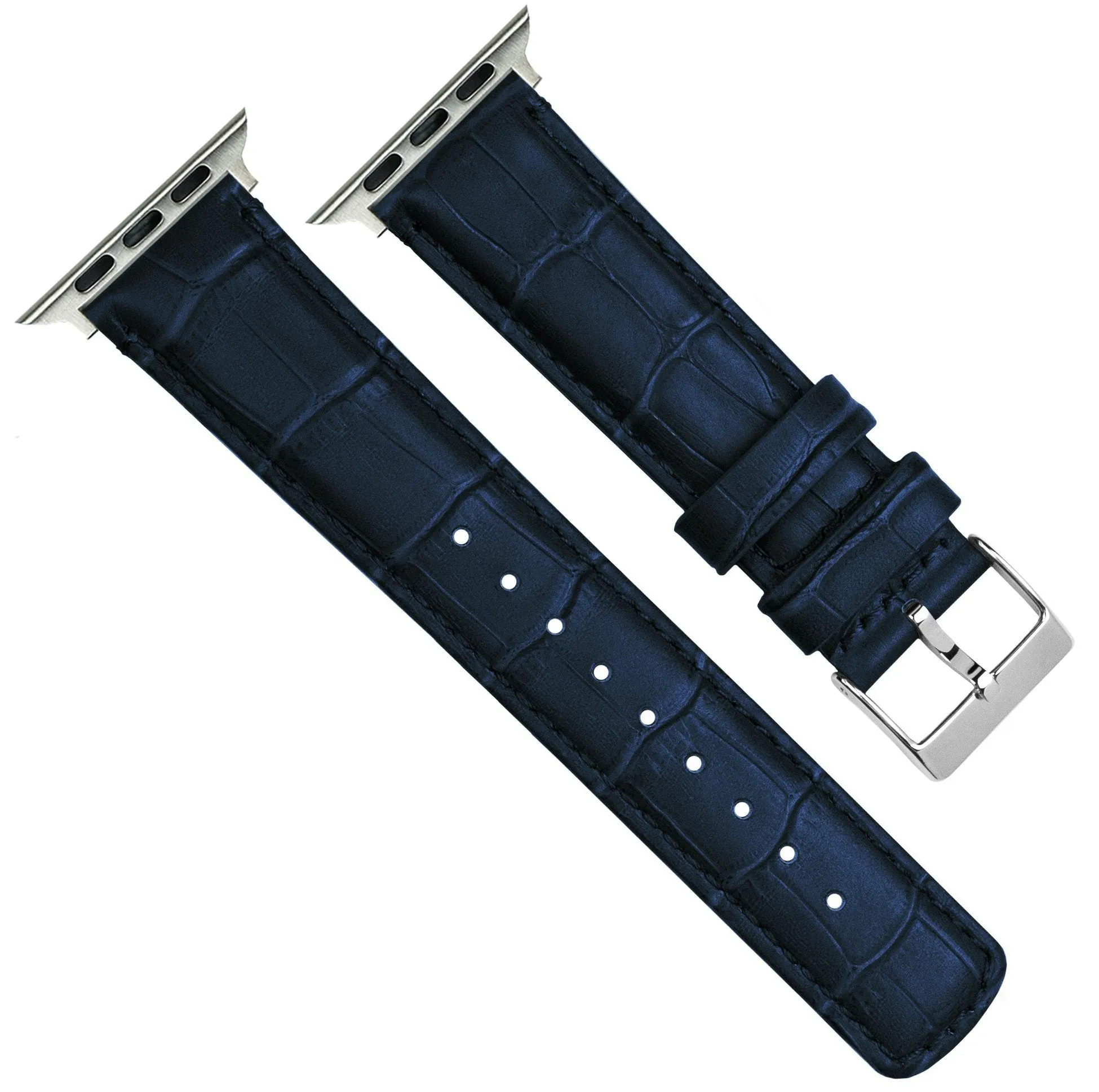 Apple Watch Navy Blue Alligator Grain Leather Watch Band