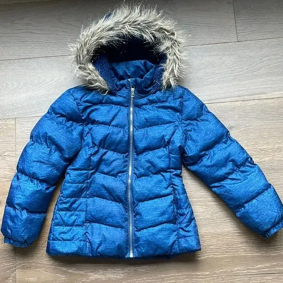 AR - Girls 'Navy Blue' Puffer Coat Attached Fur Hood Jacket AR231