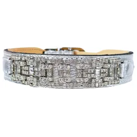 Art Deco Dog Collar in Metallic Silver & Nickel