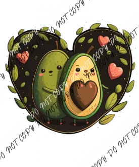 Avocado Hugging with Hearts DTF Transfer