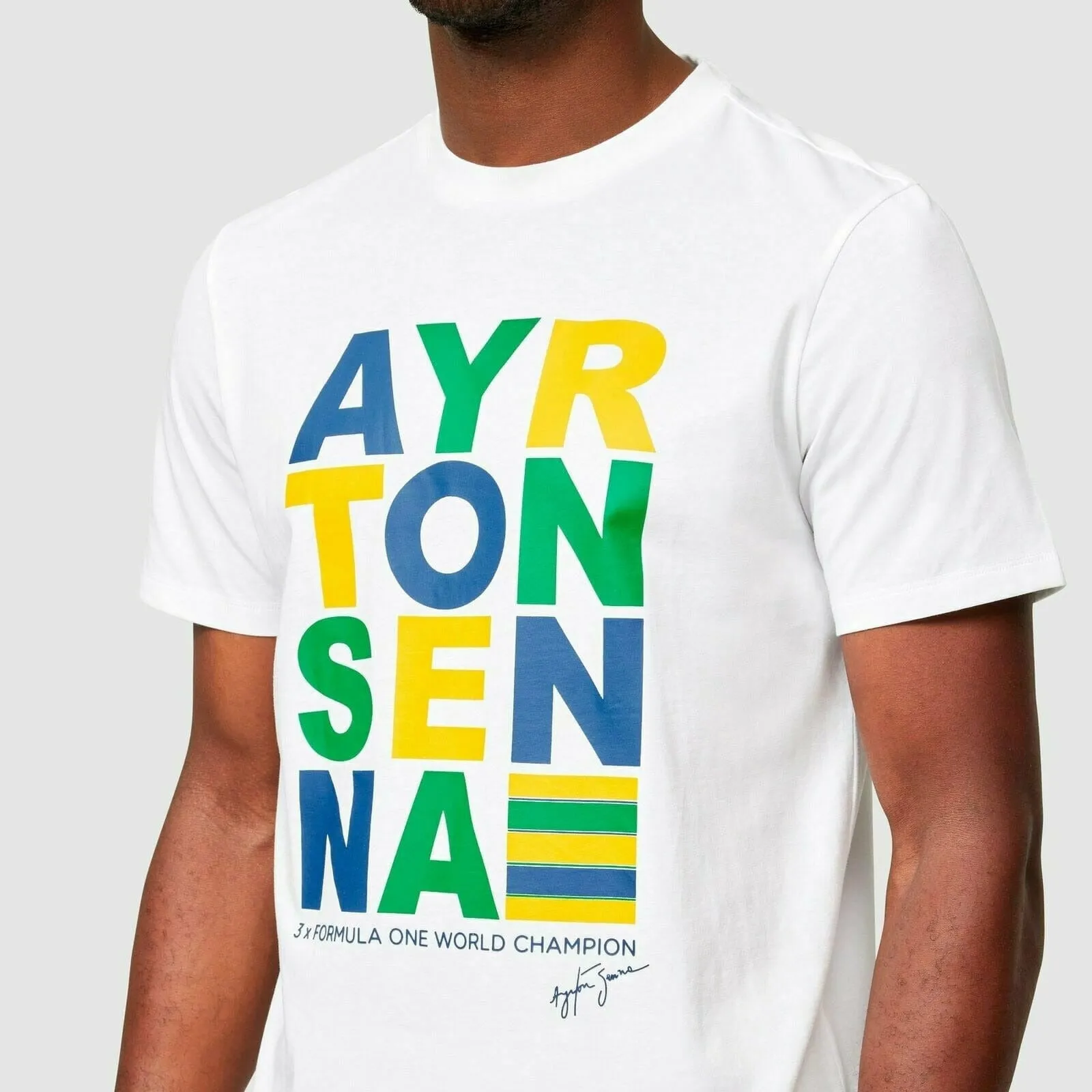 Ayrton Senna Men's Fanwear Graphic T-Shirt- White