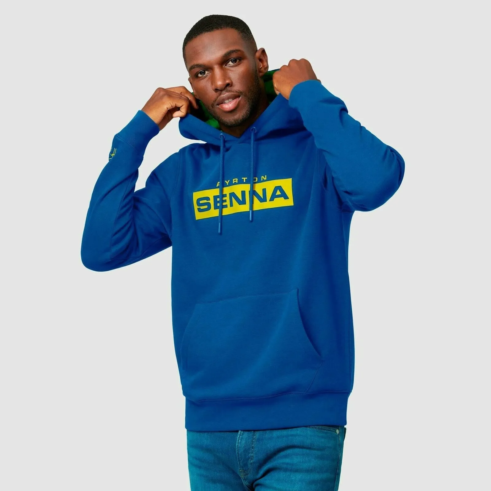 Ayrton Senna Men's Fanwear Logo Hoody- Navy