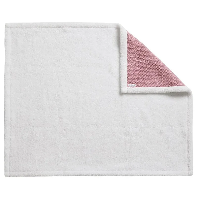 BABY DUSKY PINK KNITTED BLANKET WITH SHERPA LINING - (PK4) 19C265