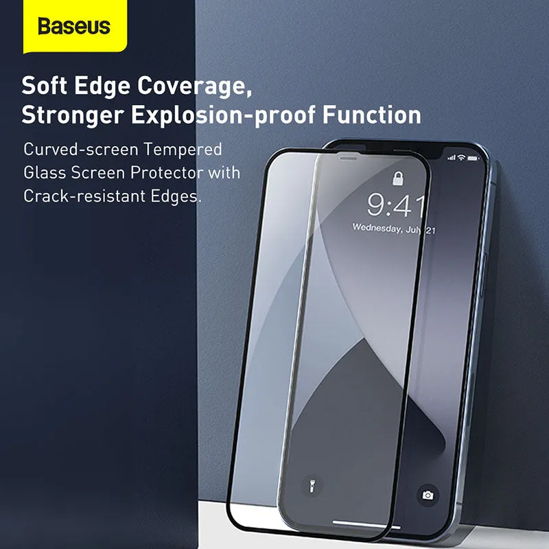 Baseus 0.23mm Curved Tempered Glass Screen With Crack-Resistant Edges for iPhone 12/12 Pro Max (SGAPIPH61P-PE01)