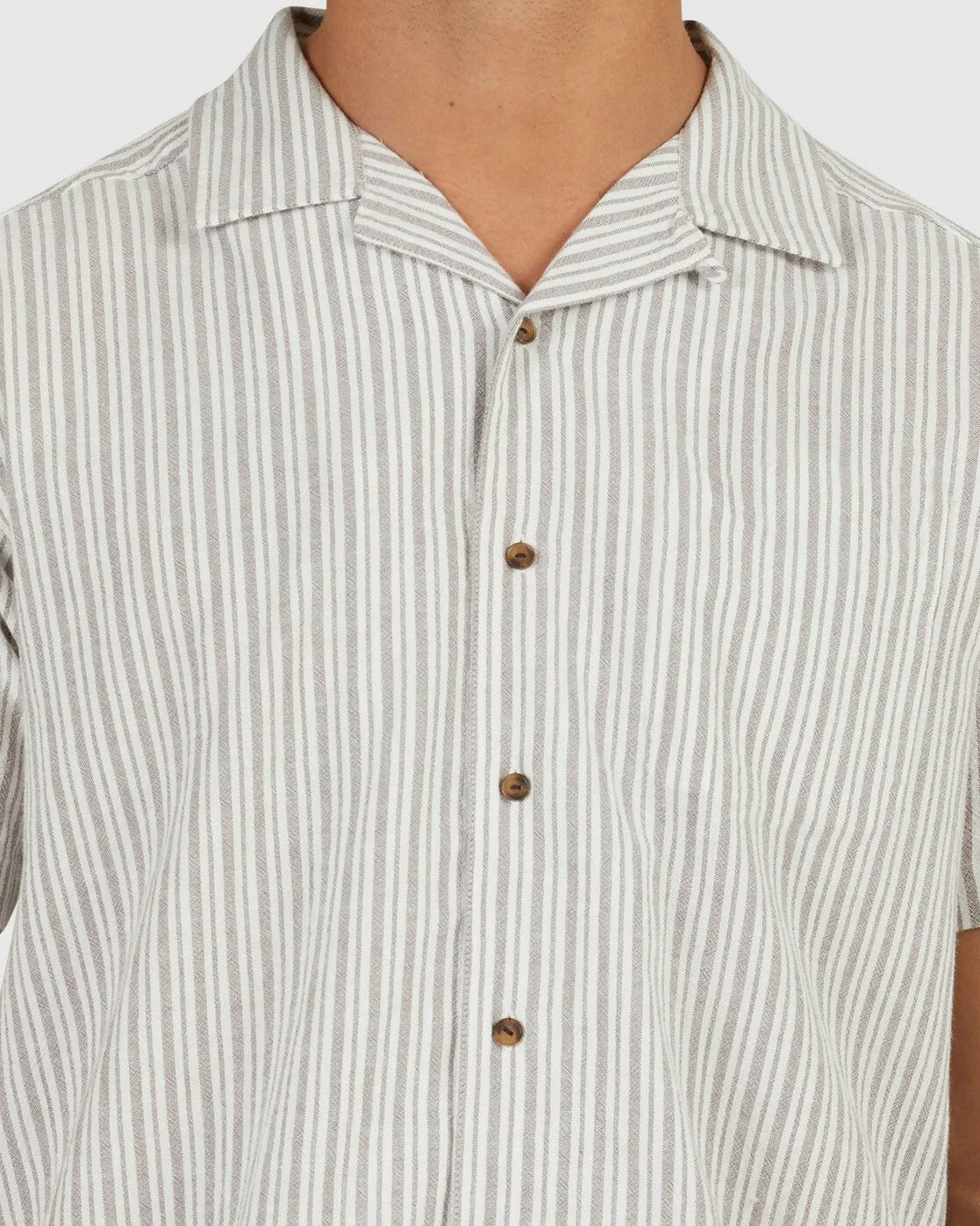 Beat Stripe Short Sleeve Shirt - Mushroom