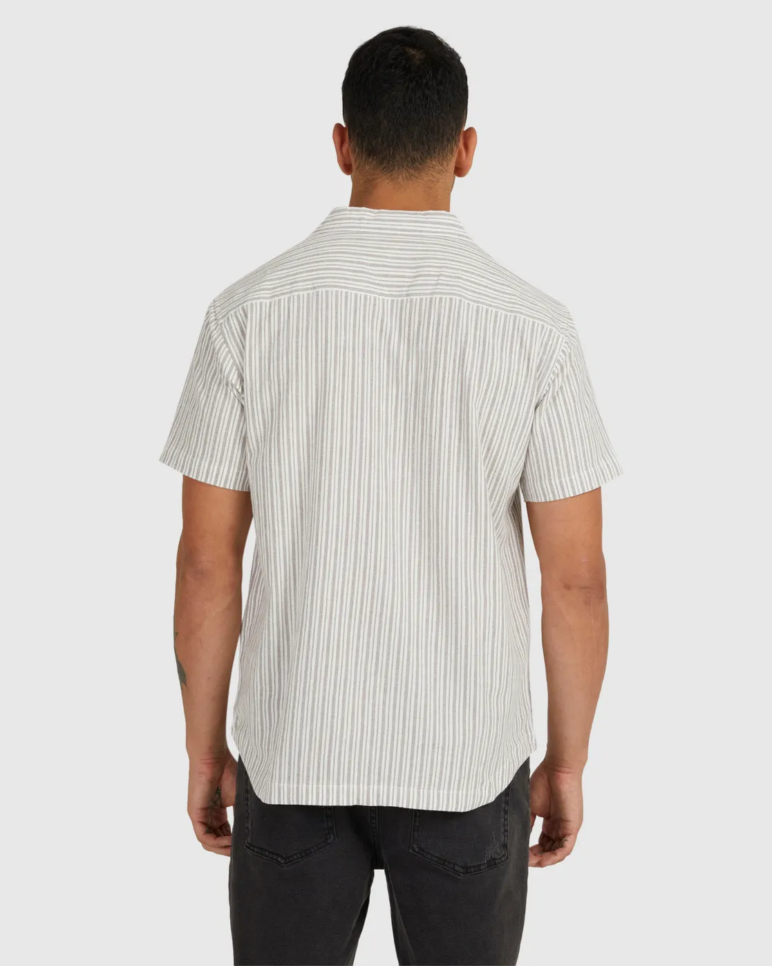 Beat Stripe Short Sleeve Shirt - Mushroom