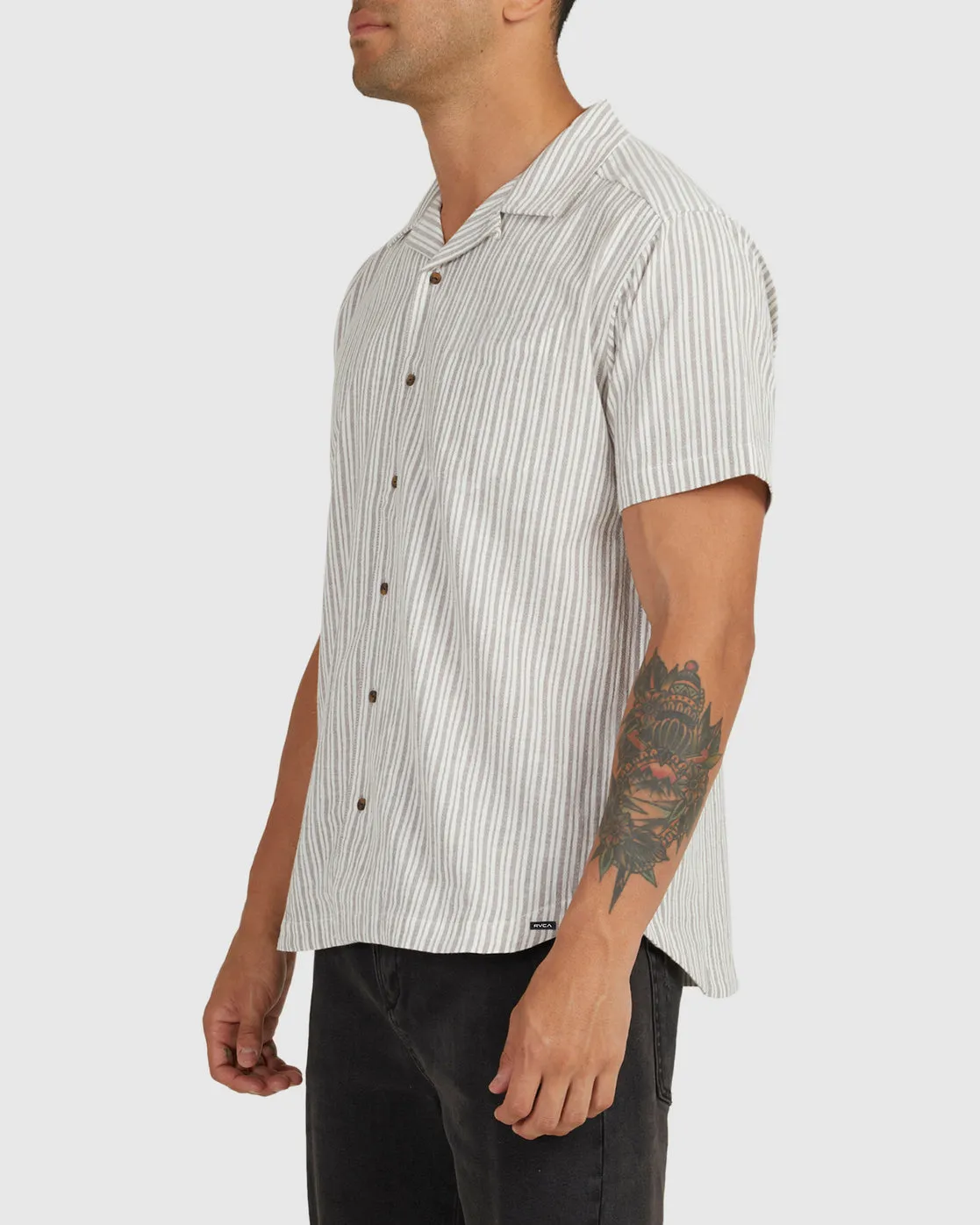 Beat Stripe Short Sleeve Shirt - Mushroom