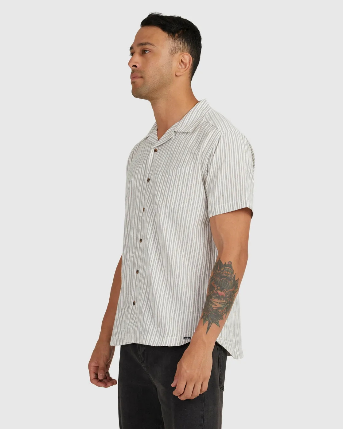 Beat Stripe Short Sleeve Shirt - Mushroom