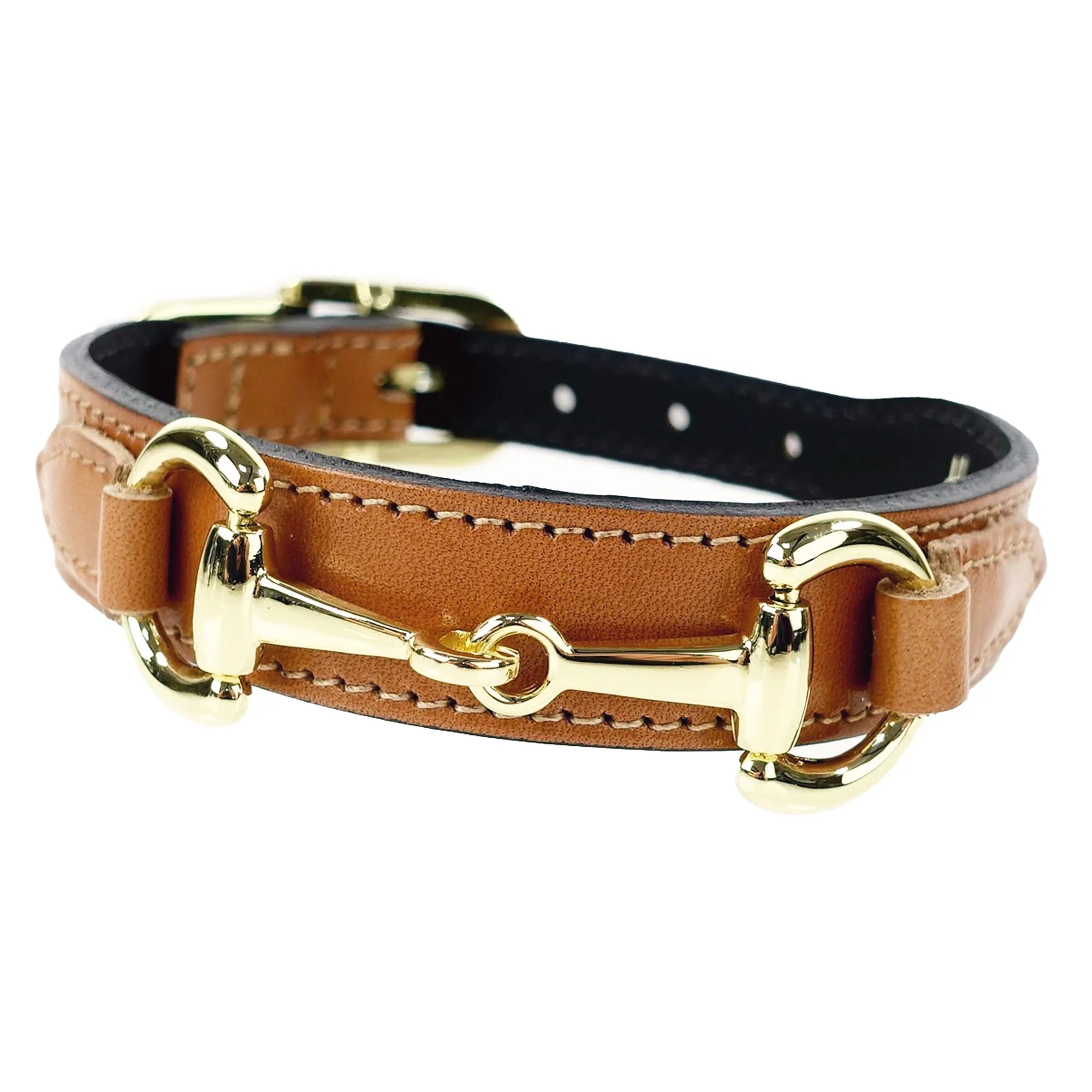 Belmont Dog Collar in Buckskin & Gold