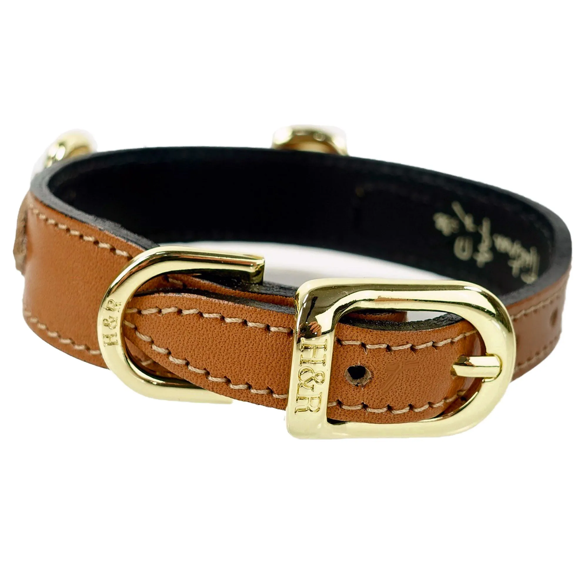 Belmont Dog Collar in Buckskin & Gold