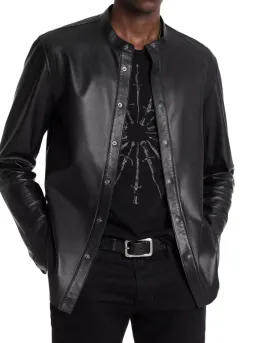 Black Long Sleeve Leather Shirt