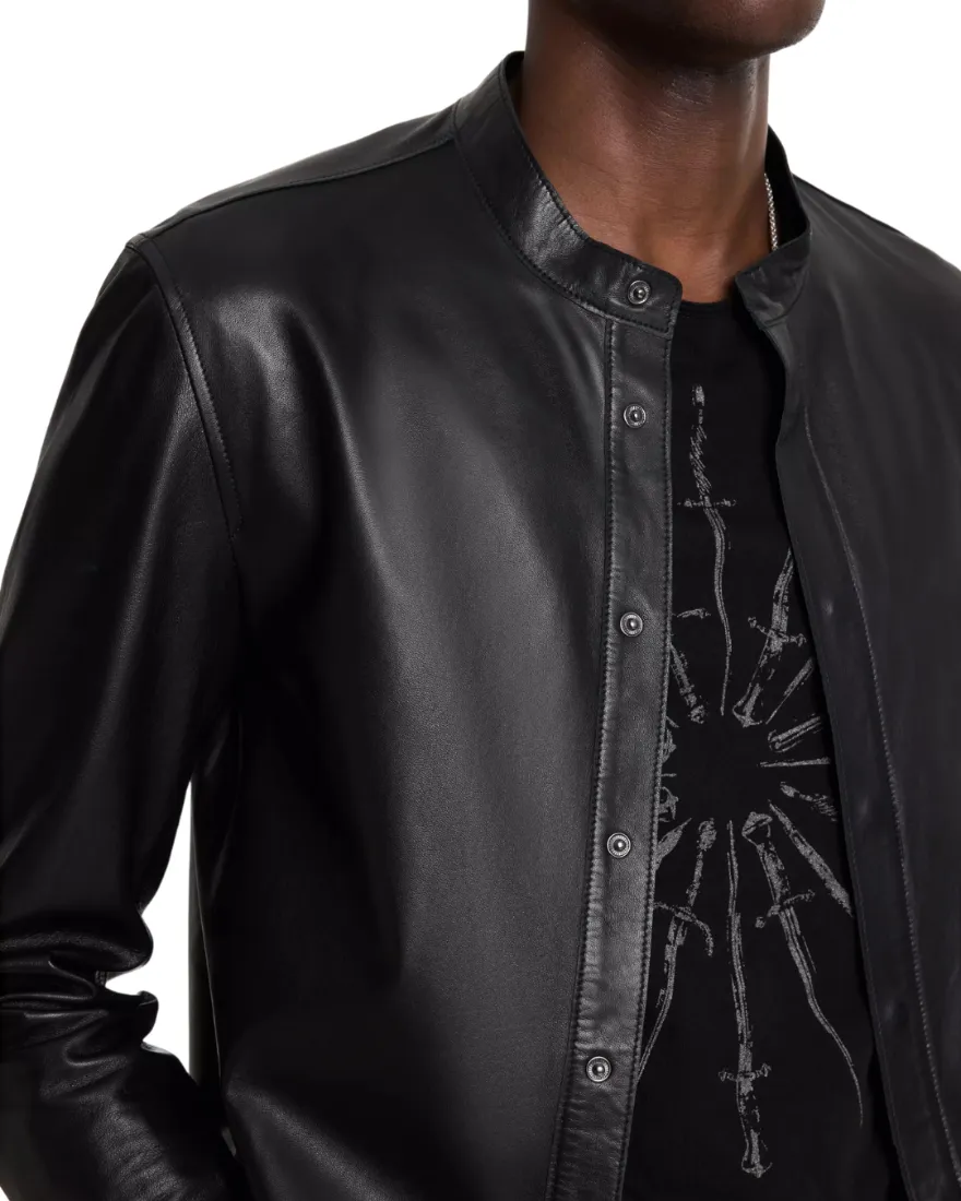 Black Long Sleeve Leather Shirt