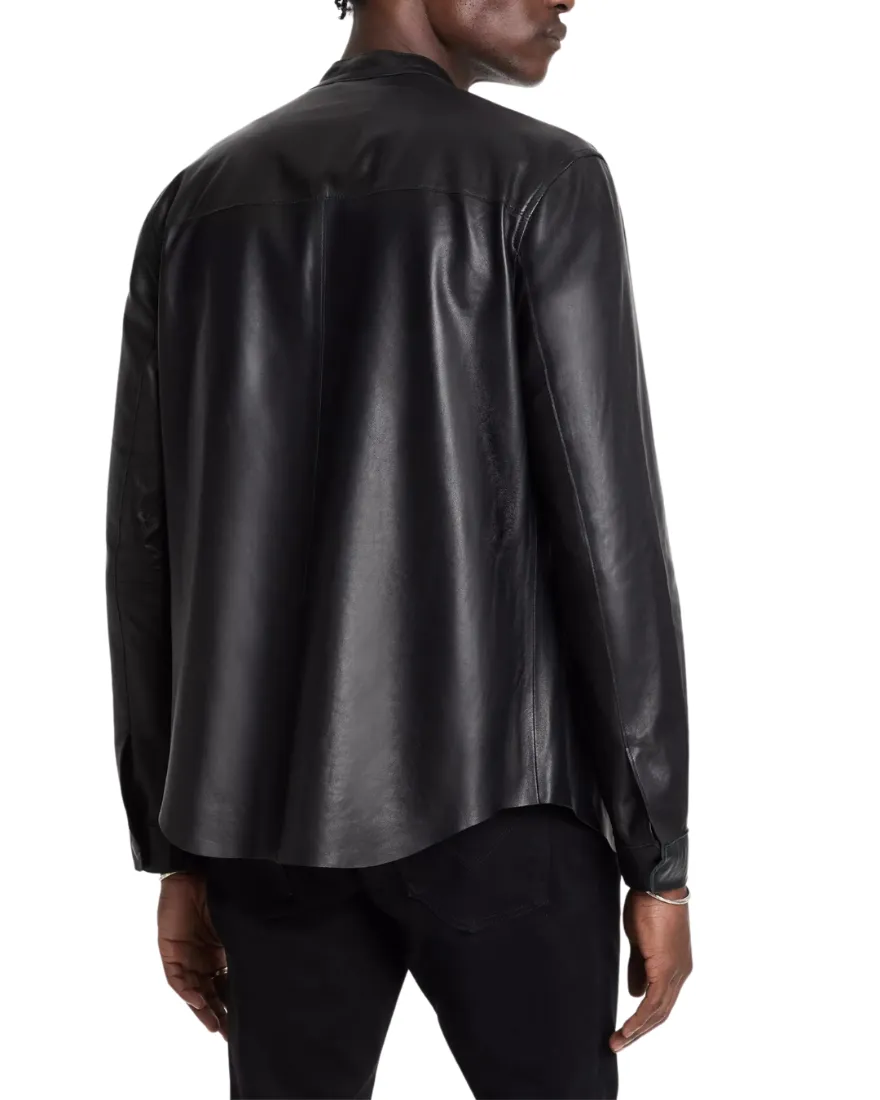 Black Long Sleeve Leather Shirt