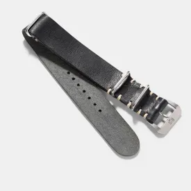 Black Single Pass Leather Watch Strap