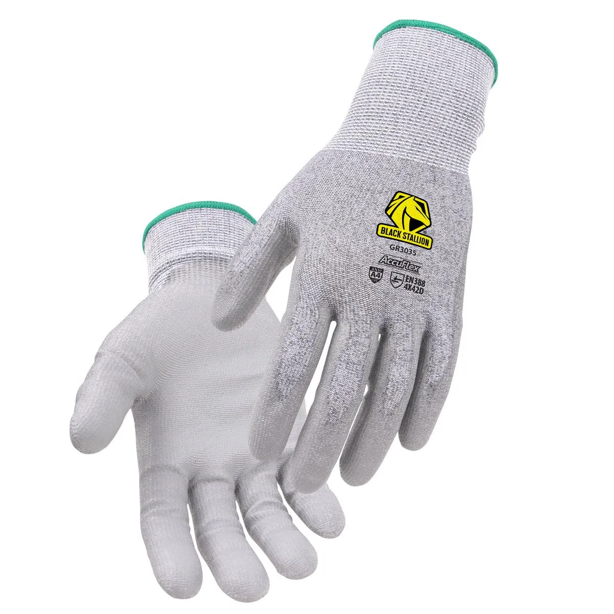 Black Stallion AccuFlex A4 Cut-Resistant PU-Coated Knit Glove - GR3035-GY