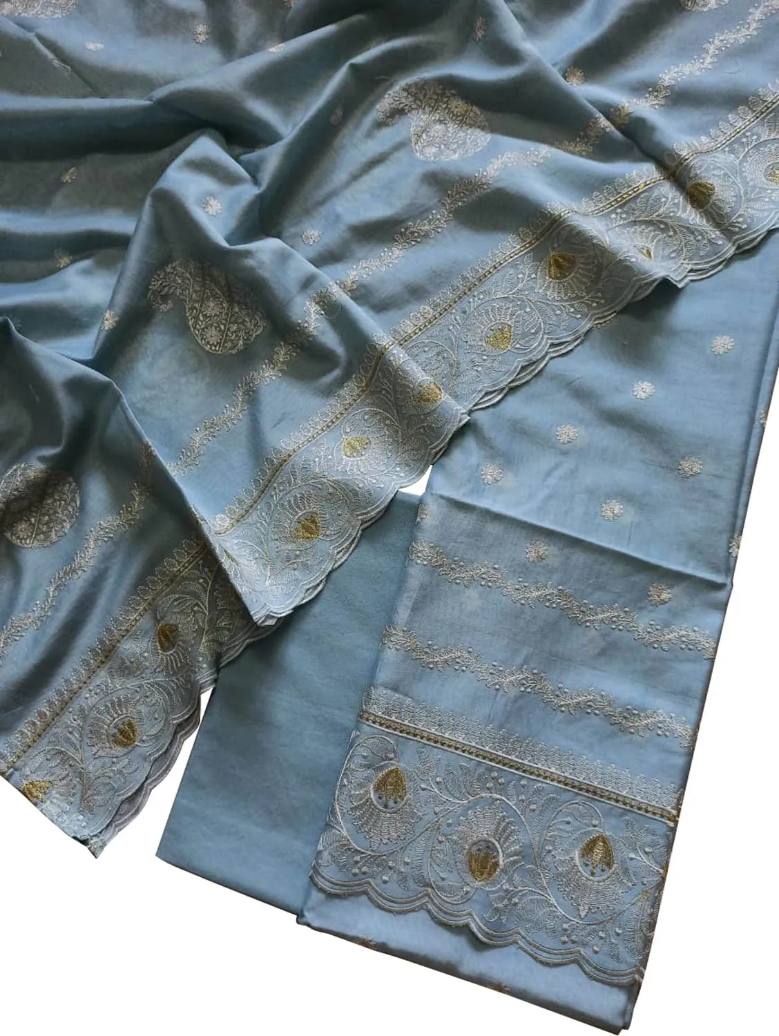 Blue Banarasi Pure Chanderi Silk Embroidered Suit Set